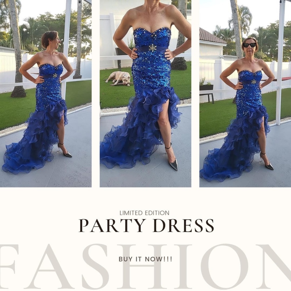 Strapless blue sequences FIESTA mermaid dress